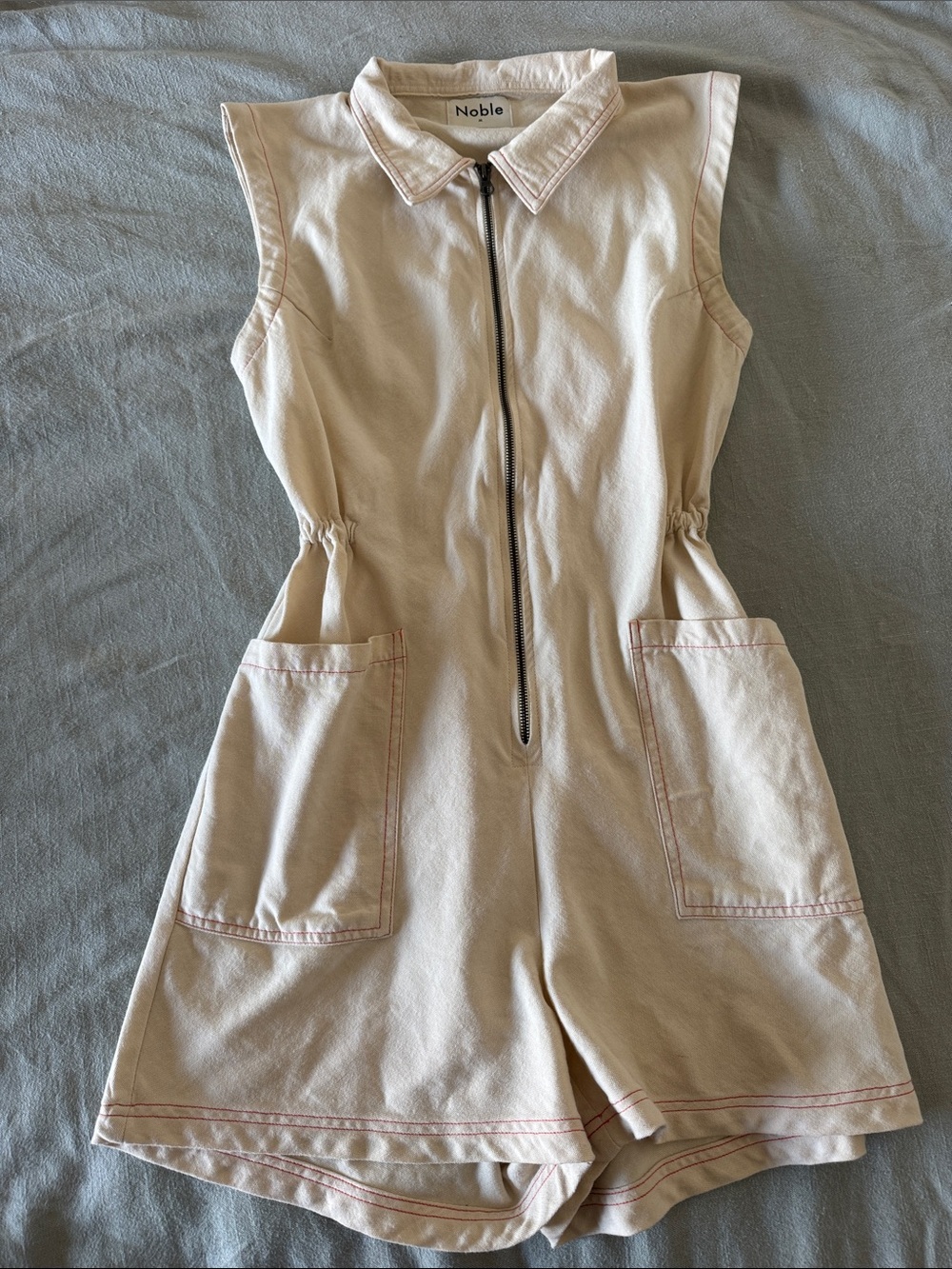 Noble Tank Suit in oat w paprika stitching
